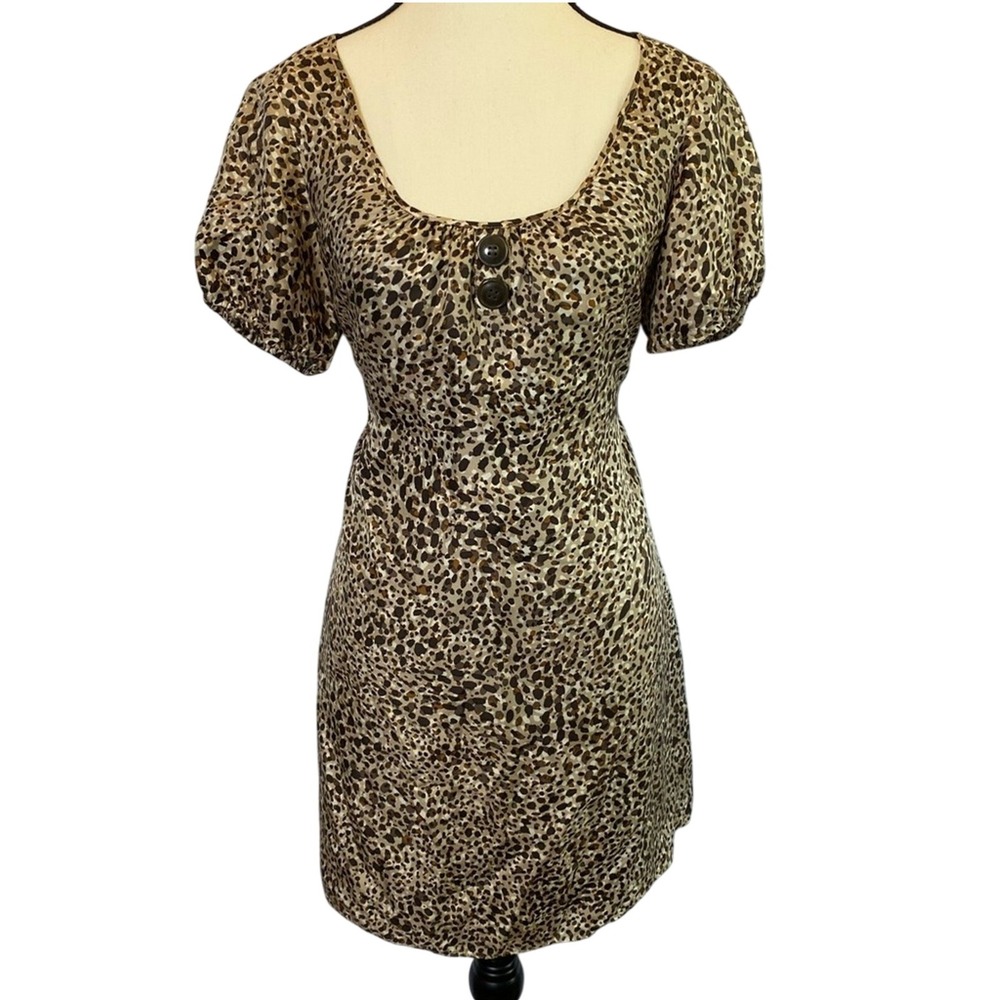 Laundry By Shelli Segal Women's Medium Silk Mini Shift Dress Animal Print
